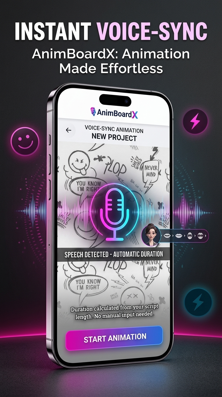AnimBoardX voice-sync animation screen