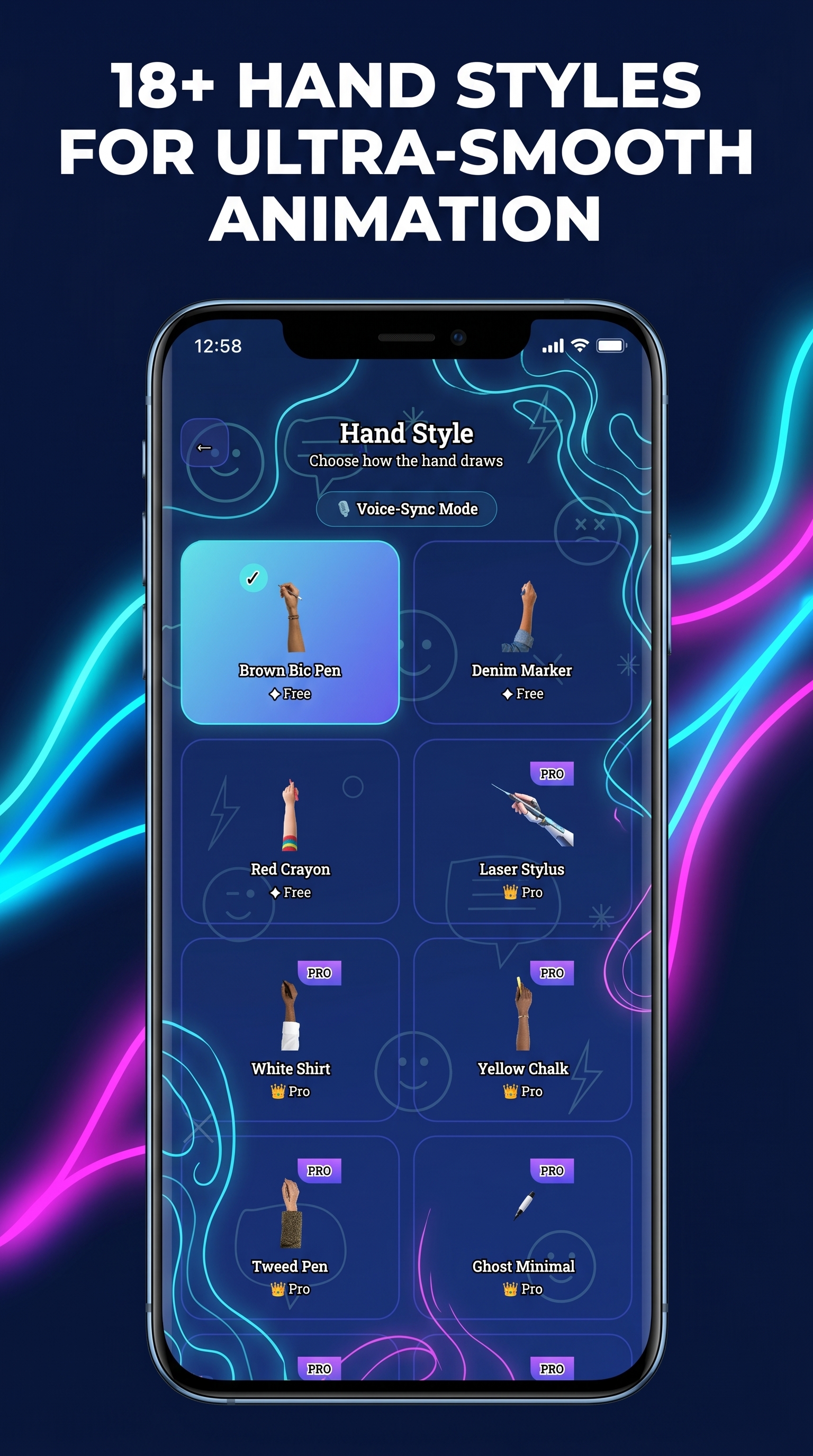 AnimBoardX 18+ hand styles selector